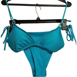 Aerie Shine Rib String Triangle Bikini Top and Bottom